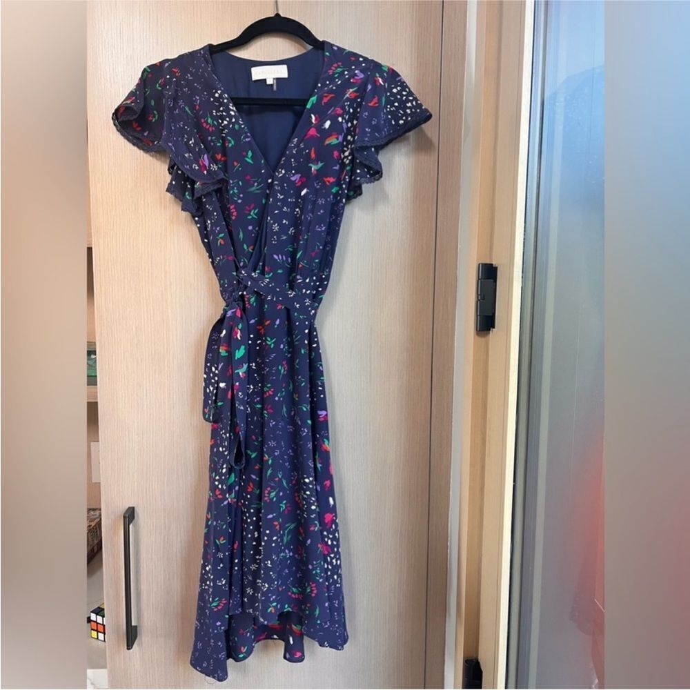 CaballeroNavy Floral wrap Dress